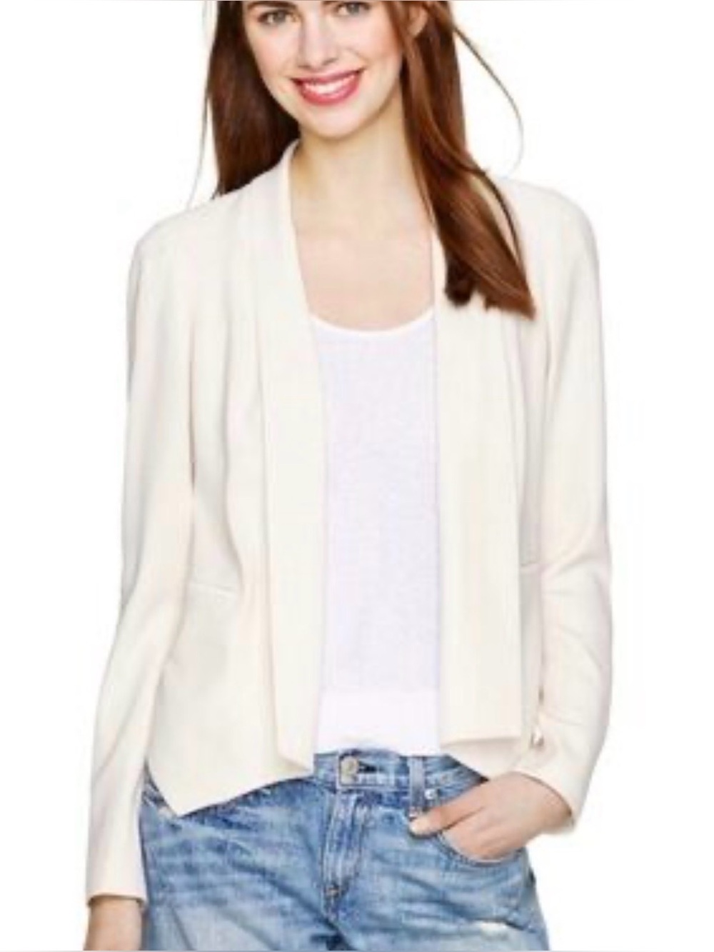 Aritzia Babaton Open-Front Cream Cardigan Jacket Size 00